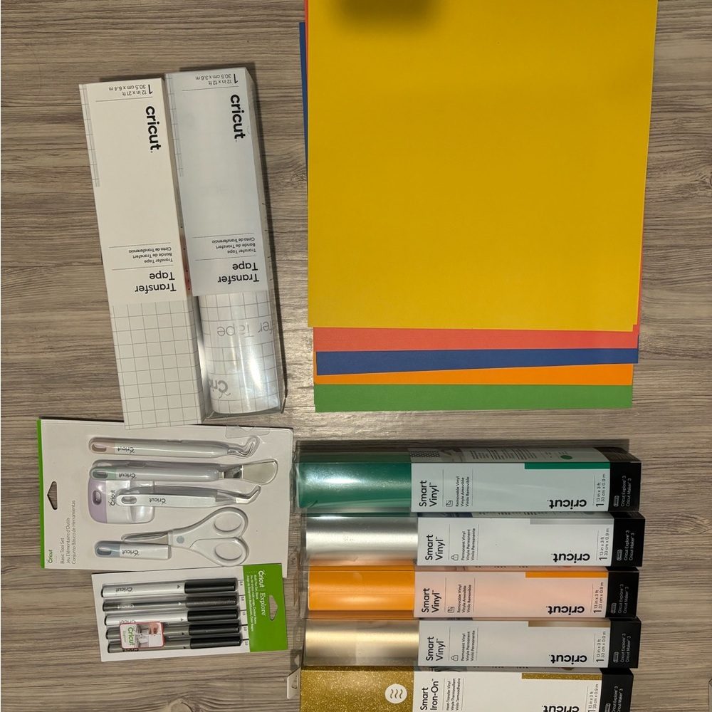 Cricut Crafting Set with Yellow, Blue, Pink, and Orange Materials
